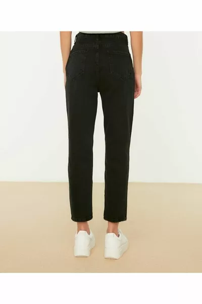 Schwarze Mom Jeans mit hoher Taille Lycra Colorfast Black Extra Casual Mom Jeans