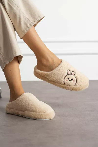 Женская фигурка кролика Бесшумная подошва Плюшевые домашние тапочки Тапочки с приданым