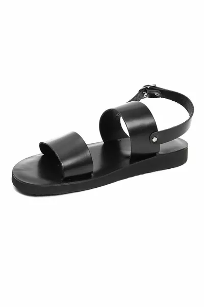 صندل جلد طبيعي أسود للرجال 