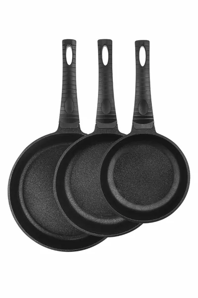 Bio Casting 3-delige gegoten granieten pannenset zwart