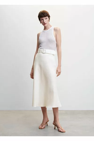 Belted Linen Skirt