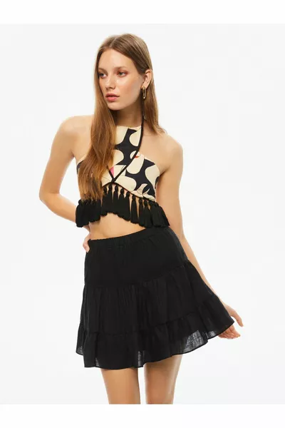 Linnen minirok met volant