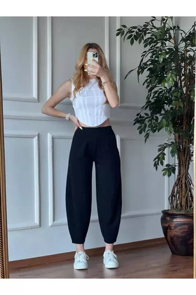 بنطال شلوار بنمط الشلوار مع خصر مطاطي