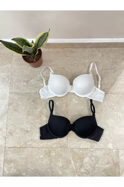 Икономичен комплект от 2 двойки с двойно повдигащ ефект, подплатен, черно и бяло