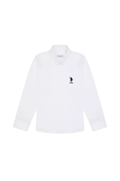 Camicia Basic a Maniche Lunghe Bianco per Bambino Maschio 