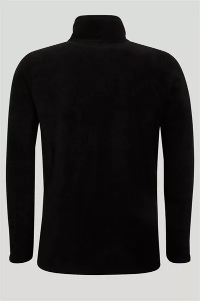 Black Color Zippered 3-Pocket Softshell Fleece 