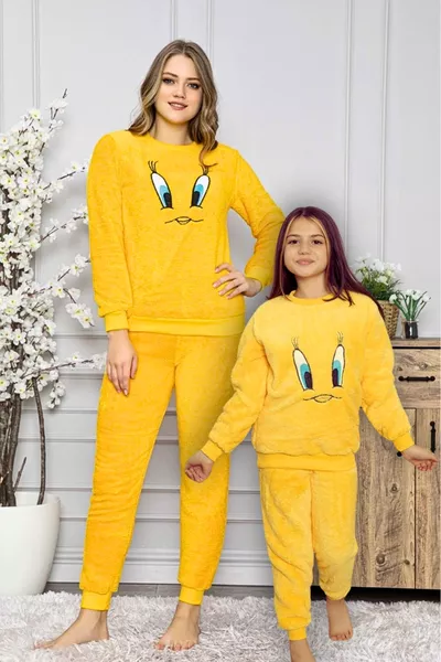 Chick Pattern Mother-Daughter Kids' Plush Pajama Set (MOTHER AND DAUGHTER SOLD SEPARATELY)