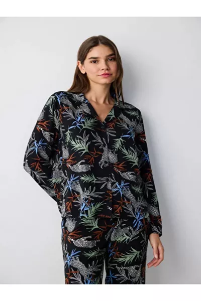 طقم بيجامة كوين قميص وسروال أسود