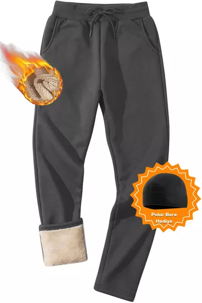 بنطال رياضي رجالي شتوي فائق الحرارة مبطن بشيربا للركض النشط بساق عادية