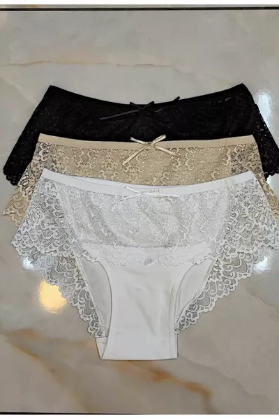 Высокие кружевные трусы, 3 штуки