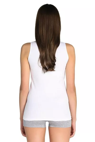 Дамски бял потник с тънки презрамки