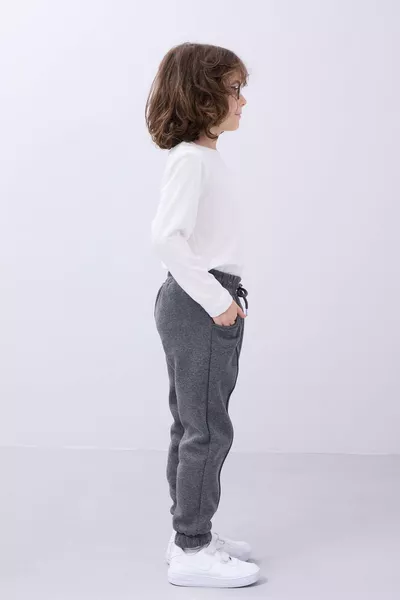 Elastic, Lined, Pocketed, Comfortable Unisex Kids Sweatpants Anthracite