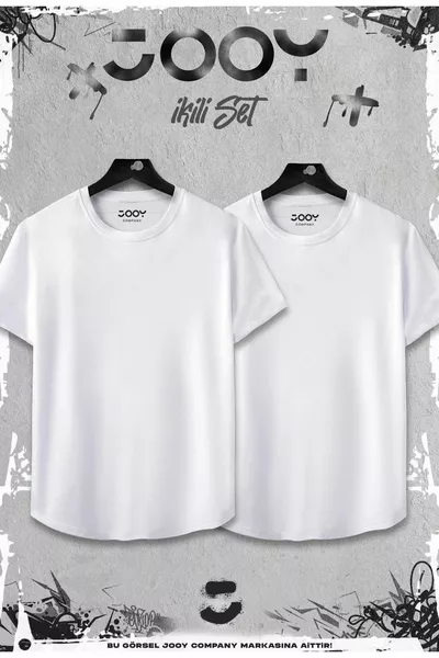 White 2-Piece Set Plain Slim Fit Oval Cut T-Shirt