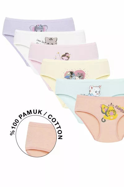 6-Pack Cute Pattern Cotton Girls' Underwear