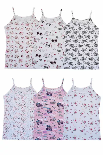 6-Pack Girls' Cotton Tie-Dye Tank Top with Spaghetti Straps