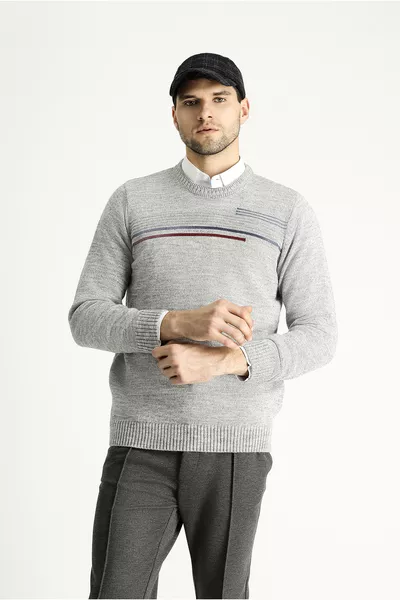 Maglione con Girocollo, Vestibilità Regolare e Fantasia