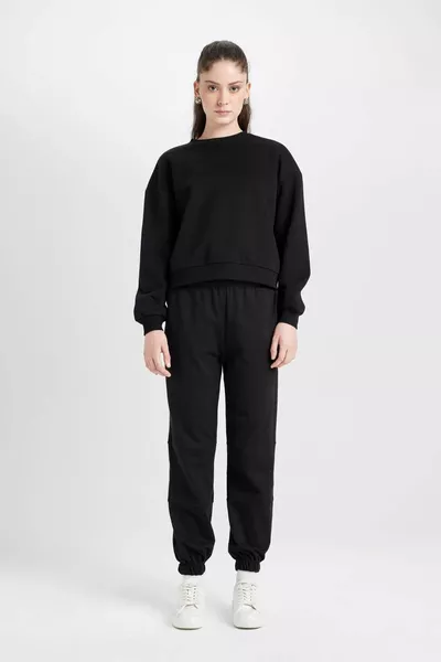 Jogginghose mit elastischem Bund und Bundabschluss, Taschen, lange Basic-Variante, einfarbig WN