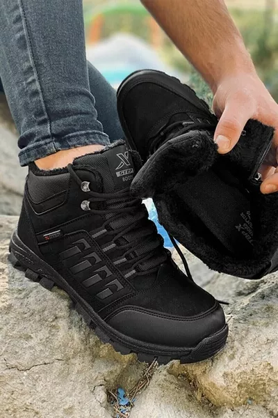 الرجال كبيرة الحجم الفراء كبيرة الحجم سستة أحذية الشتاء عدم الانزلاق