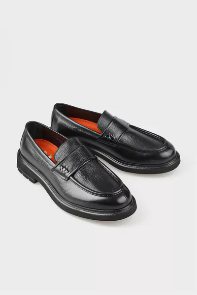 Chaussures décontractées en cuir noir pour hommes