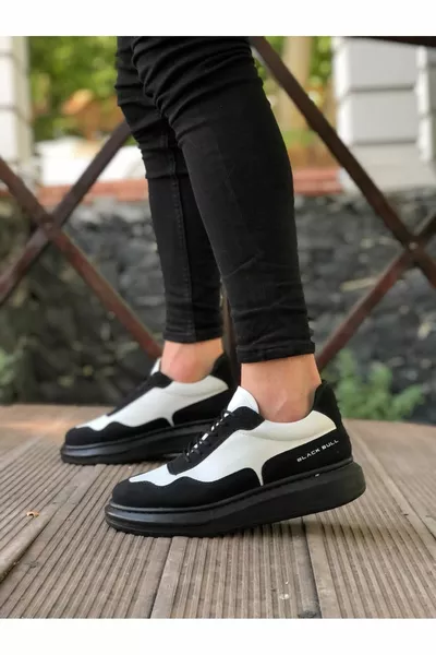  Boa High Sole Black White Lace-Up Men's Shoes