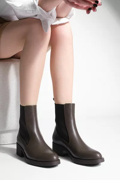 المرأة حزام جانبي مرن أحذية عارضة Espato القهوة