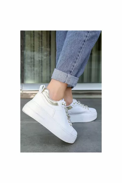 Baskets à lacets White Skin Stone