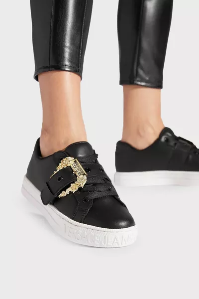 Дамски кожени маратонки - черни