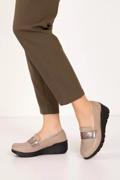 جلد طبيعي التشريحي وحيد أحذية كاجوال esfa.