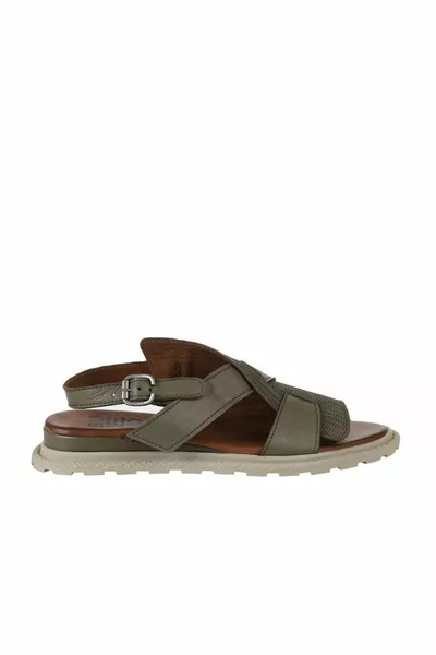 Khaki Leather Women's Sandals 