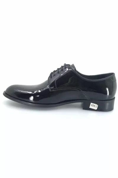 Aronay Lace-Up Jurdan Leather Men's Classic Shoes BLACK-PATENT LEATHER