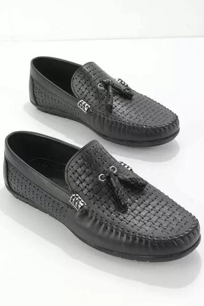 Черные мужские лоферы из натуральной кожи 