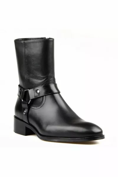 Stivali Chelsea da uomo con cerniera in pelle nera