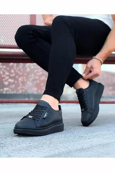  Chaussures à semelle haute pour hommes perforées anthracite