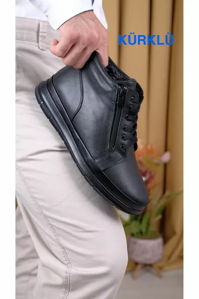 натуральная кожа, меховая противоскользящая подошва холодостойкие ортопедические мужские сапоги