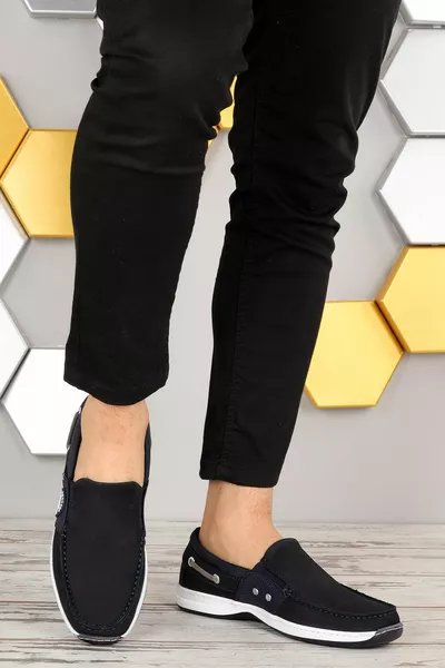  Нубук Кожа Мужская Повседневная Обувь Темно-Синий