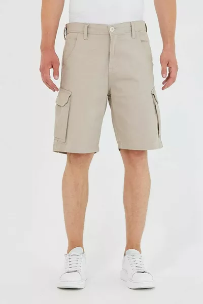 Herren Slim Fit Cargo Pocket Capri Shorts Stone