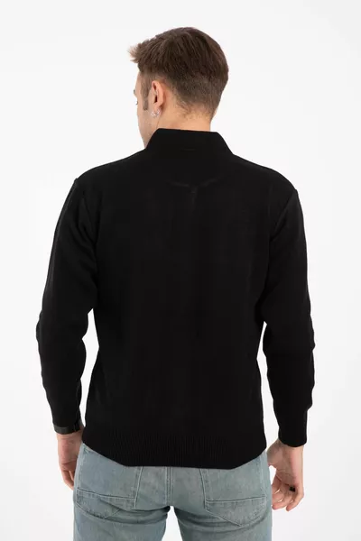 الرجال في منتصف العمر وما فوق تريكو محبوك الاكريليك سستة الشتاء أبي كارديجان -أسود