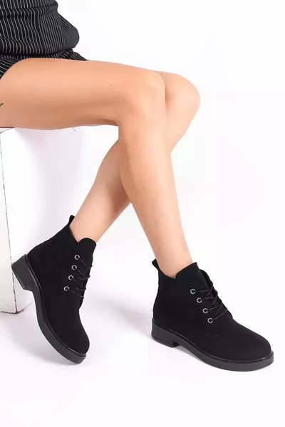 Ботуши с връзки Nolla Black Skin