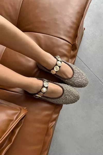 ليوناردو المرأة التبعي التفاصيل الكتان الباليه الشقق المنك