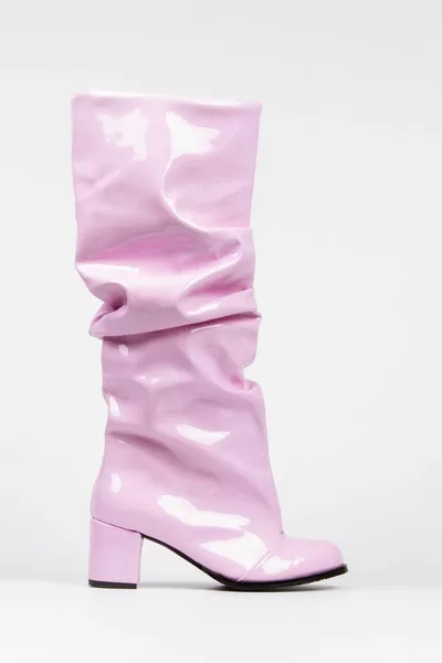 Haze Rosa Vernice Soffietto Stivali Al Ginocchio