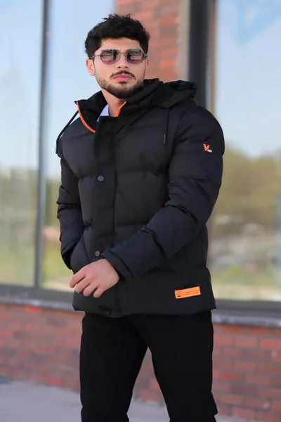 مزيج نمط انفصال مقنعين شعار الفراء معطف البخاخ 