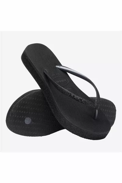 Ayant. Slim Flatform Sparkle Noir Pantoufles Noires Femme 