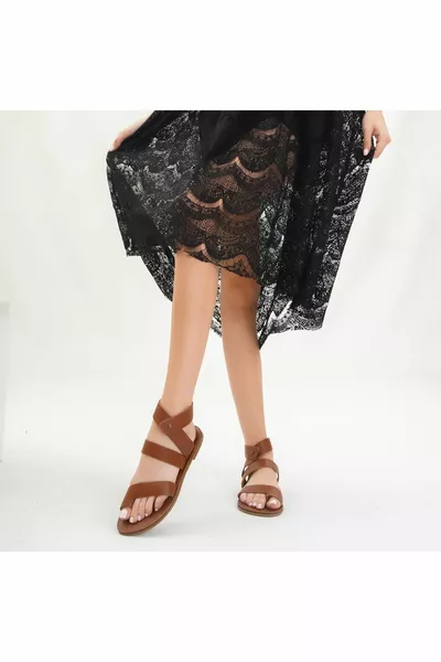 Sandales Bodrum pour femmes en cuir véritable beige faites à la main - 