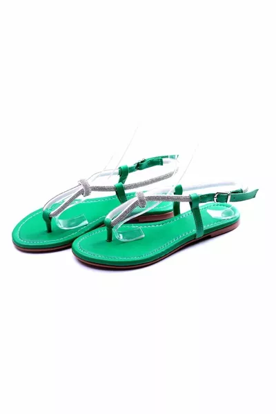 Crystal Stone Flip Flop Green Women's Sandals