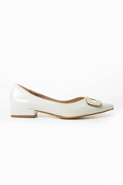 المرأة لامعة الذهب مربع مشبك مفصلة وأشار اصبع القدم عرق اللؤلؤ الأبيض فستان الزفاف الباليه الشقق أثينا