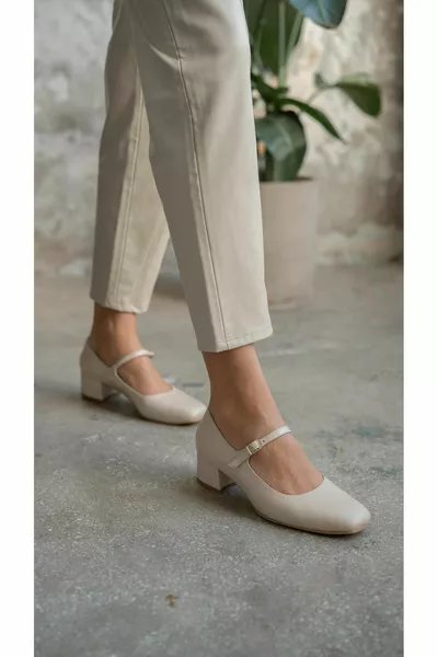 Rubby Beige Genuine Leather Heels