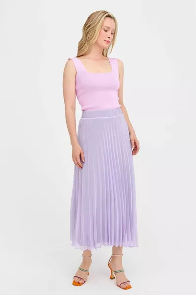Плисирана пола от шифон с ластик талия - LILA