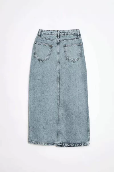 روبن تنورة المرأة الزرقاء شق الحجر ميدي طول تنورة الدنيم