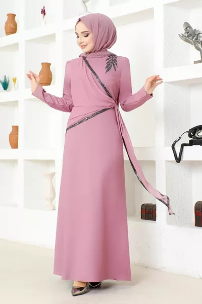 الترتر زين كريب مساء اللباس الحجاب اللباس روز