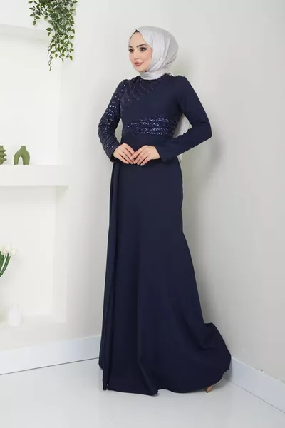 Пайети нос хиджаб вечерна рокля русалка 